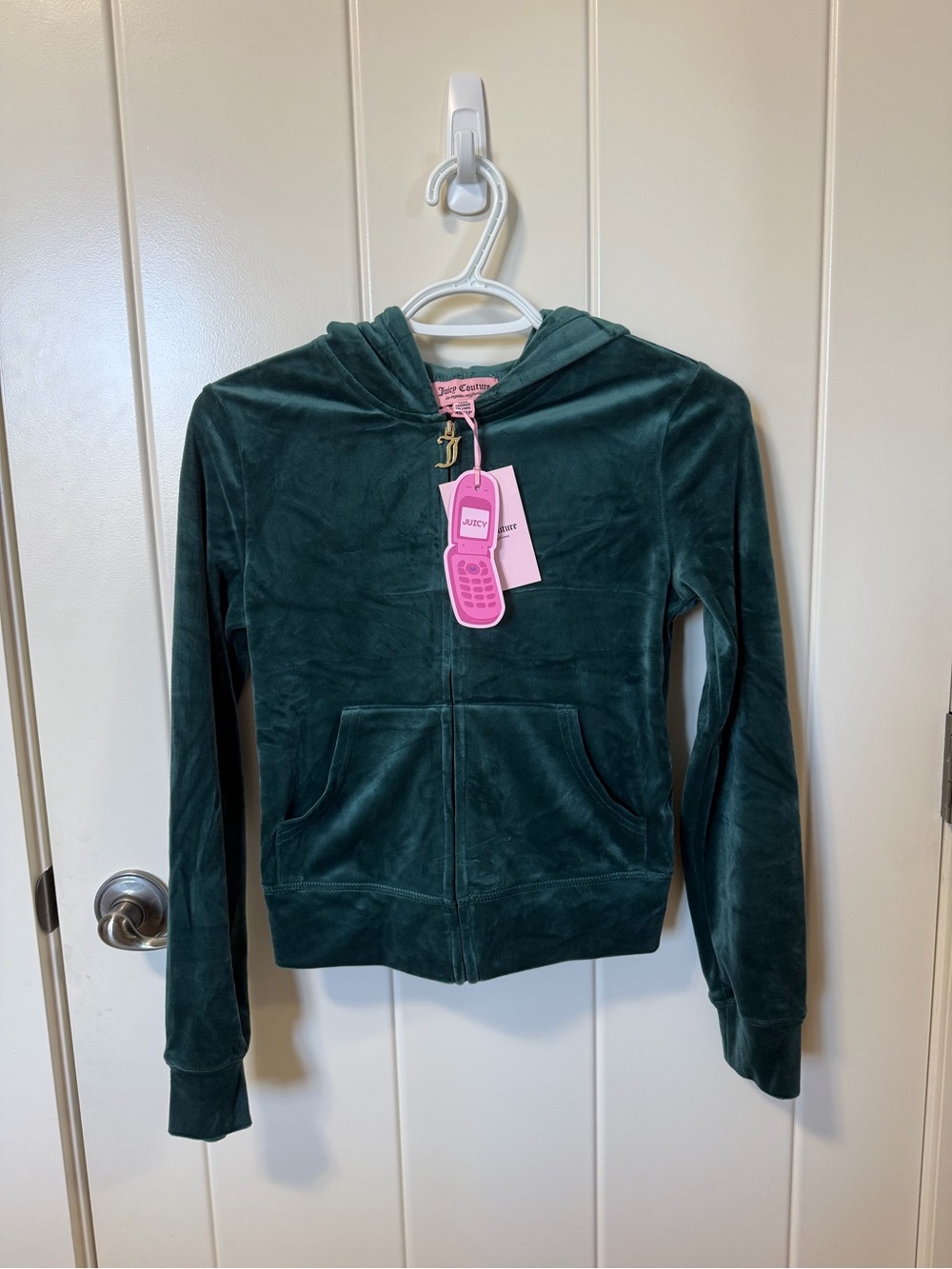 Juicy Couture Dark Green Velour Zip-Up Hoodie (New With Tags)